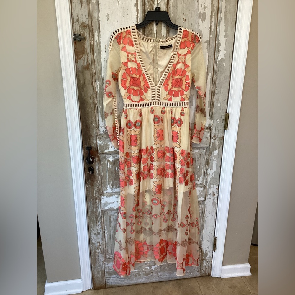 Genuine People Deep V-Neck Dress - S - Bohemian Floral Gorgeous